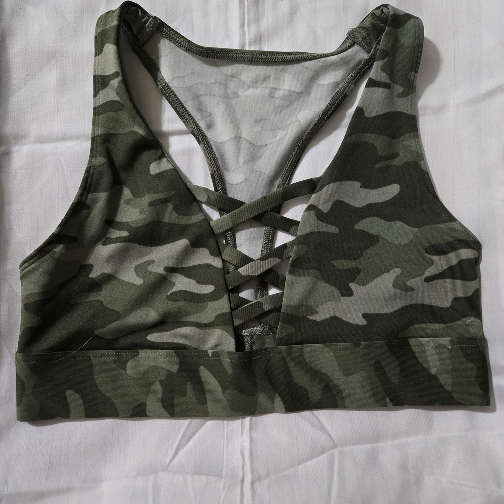 PINK Victoria's Secret Green Camouflage Sports Bra